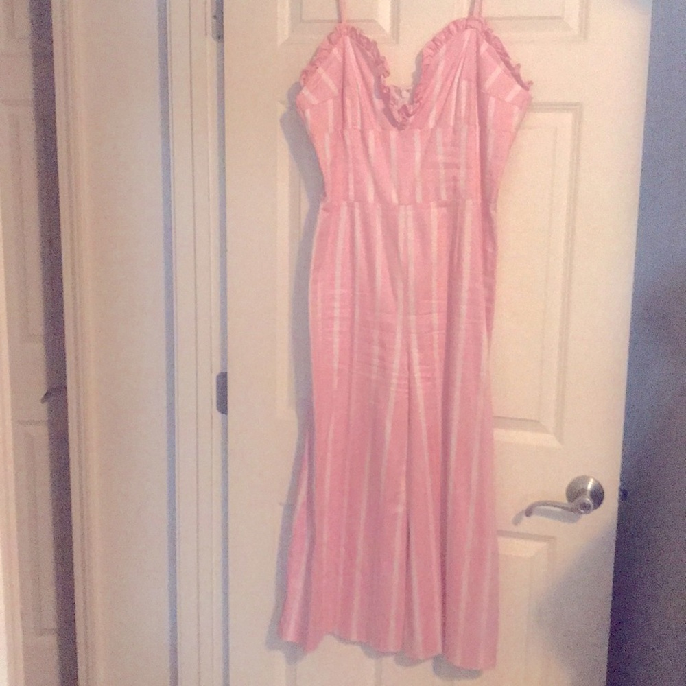 USED Gianni Bini pink stripe jumpsuit (LARGE)